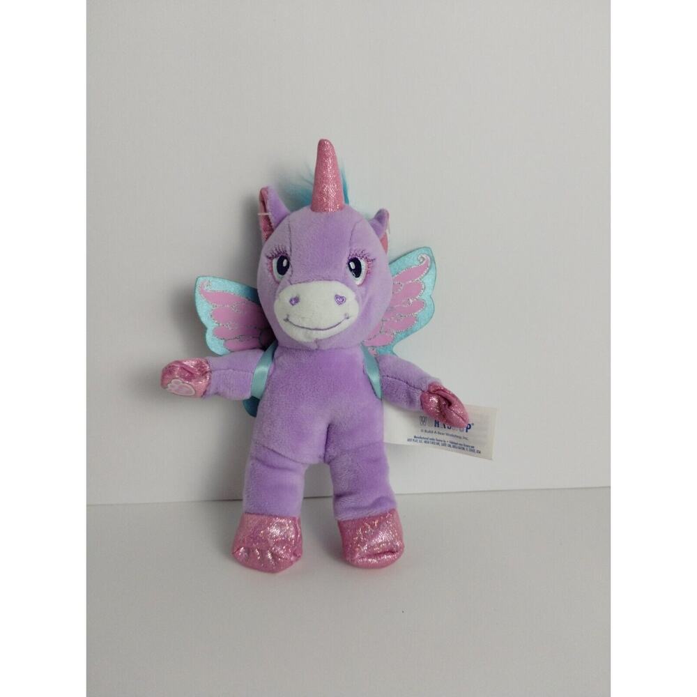 Build A Bear Mini Angel 8” Unicorn - BAB Sparkling Plush Stuffed Animal Purple
